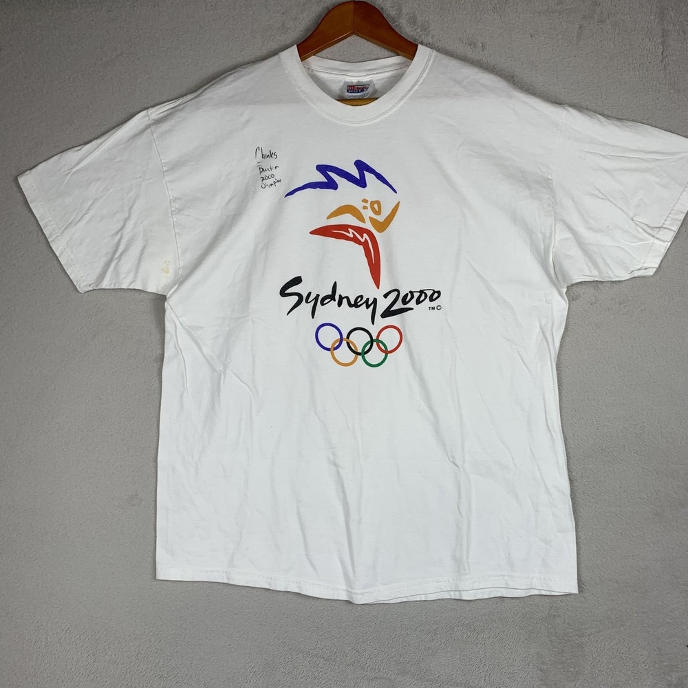 Vintage Sydney 2000 Olympics Shirt Mens XL White Hanes Tag Rings Tee Cotton